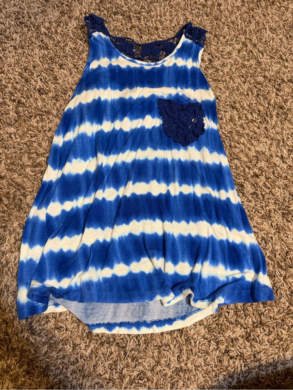 Women’s navy blue tie dye lace tank top. Rue 21 brand. Size large